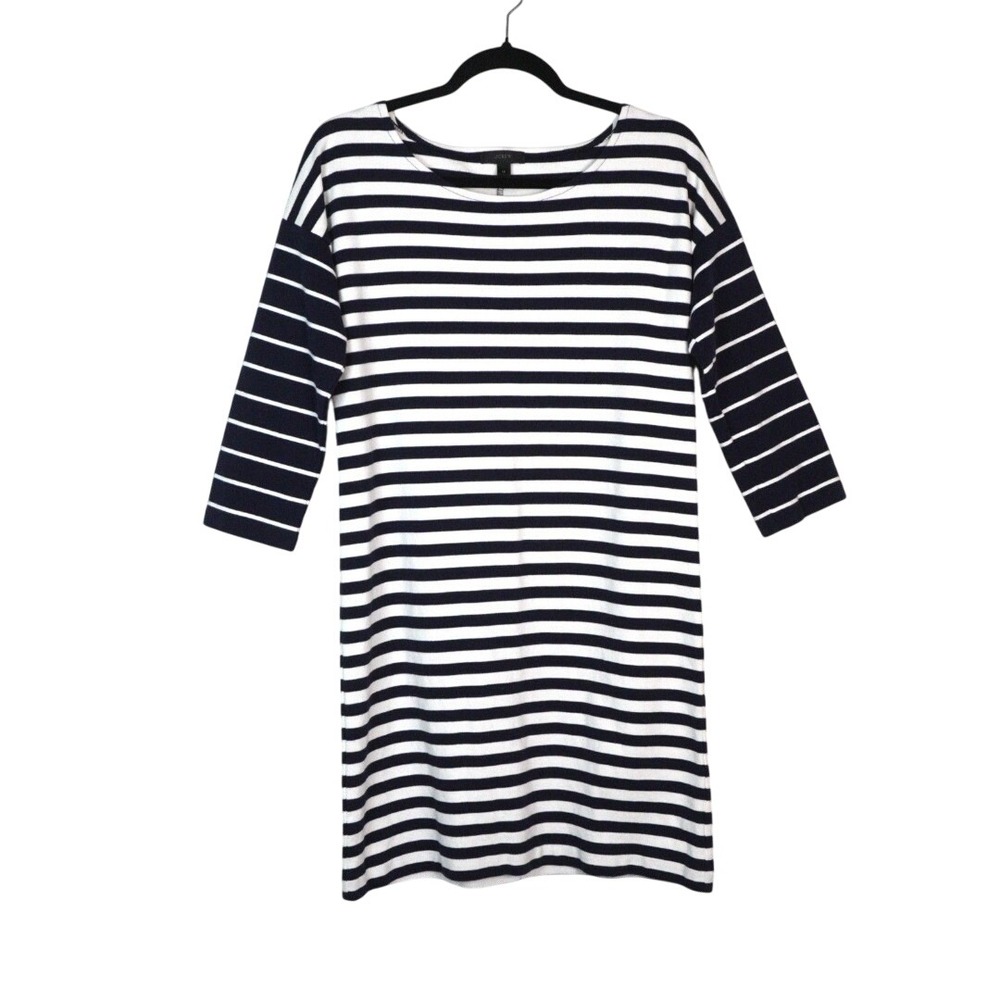 J.Crew Nautical Stripe Sleeved Shift Dress Blue White Sz‎ XS EUC Yacht Vacation